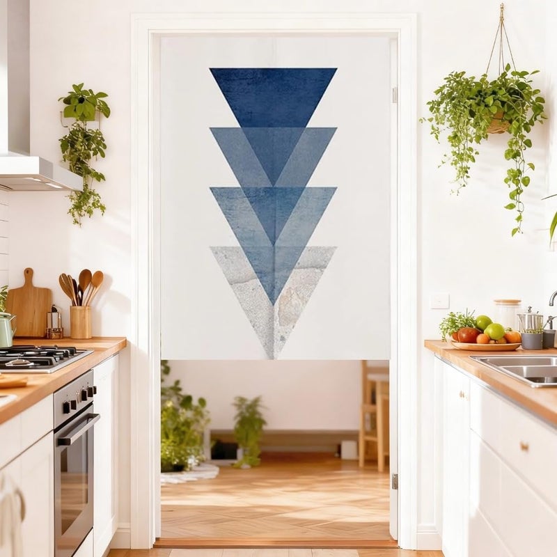 MYRU Japanese Noren Geometric Doorway Curtain Tapestry (Gradient Triangle,33.5 Inches x 59 Inches) - Image 2